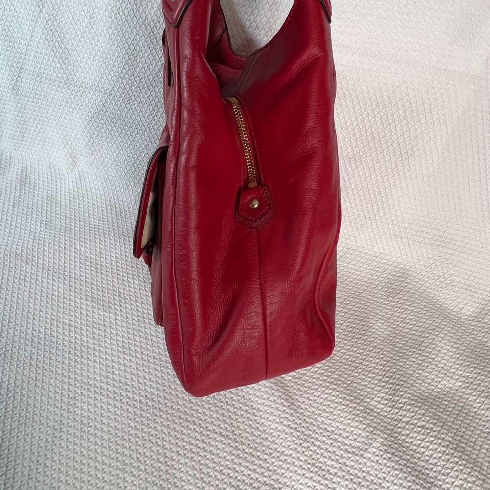 COACH Campbell Dark Red Leather Large Hobo Shoulder Bag Chunky Brass Buckle Y2K - Picture 6 of 16